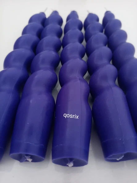 qosrix 5'li Mor Italyan Burgulu Şamdan Soya Mumu Doğal Kokulu Uzun Çubuk Konik Burgu Spiral Mum Dekoratif - Resim 2