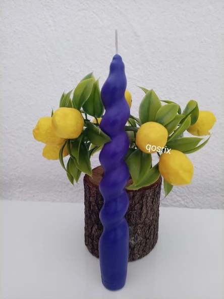 qosrix 5'li Mor Italyan Burgulu Şamdan Soya Mumu Doğal Kokulu Uzun Çubuk Konik Burgu Spiral Mum Dekoratif - Resim 3