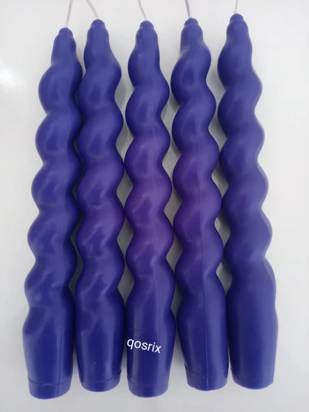 qosrix 5'li Mor Italyan Burgulu Şamdan Soya Mumu Doğal Kokulu Uzun Çubuk Konik Burgu Spiral Mum Dekoratif ürün görseli