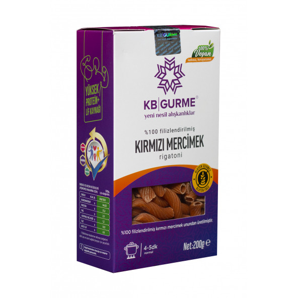 Glutensiz & Vegan Filizlendirilmiş Kırmızı Mercimek Makarna 200gr