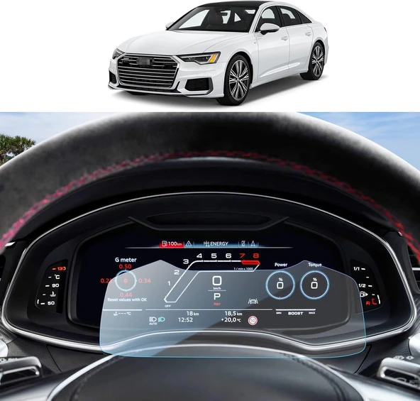 Audi A6 2019-2024 Model 12.3 inç Direksiyon Arkası Gösterge Panel Uyumlu 9H Nano Ekran Koruyucu
