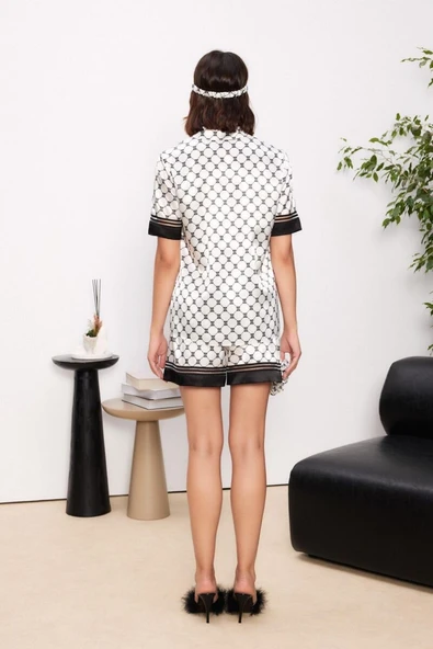 Pierre Cardin Saten Biyeli Kadın Pijama Şort Takımı - 1300 - 4