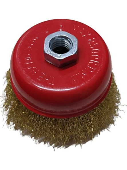 Strong Dalga Telli Saçaklı Çanak Tel Fırça 100  mm - Resim 2