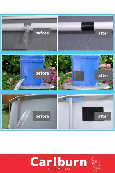 Süper Güçlü Su Geçirmez Sızdırmaz Kırmızı Renk Çok Amaçlı Tamir İzolasyon Bandı 48mm x 10m 5 Adet - 2