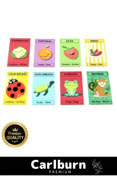 Premium Eğitici Zeka Geliştirici Öğretici Eğlence Aile 108 Kart İkili Hafıza Oyun Kartı - 3