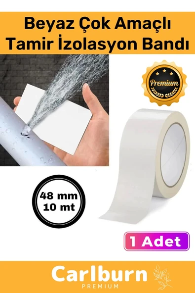 Süper Güçlü Su Geçirmez Sızdırmaz Beyaz Renk Çok Amaçlı Tamir İzolasyon Bandı 48mm x 10m 1 Adet