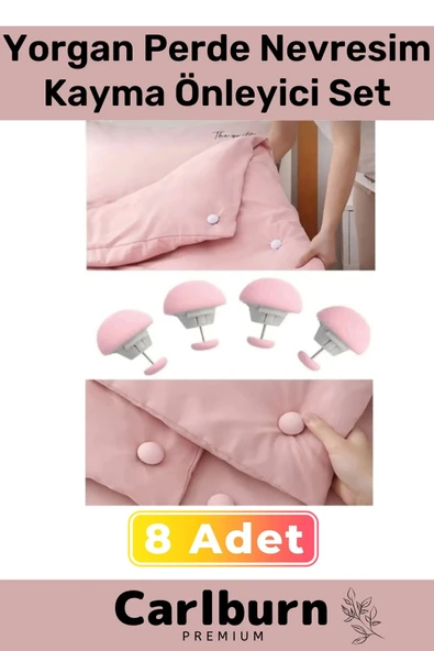 Premium Yorgan Kayma Önleyici Perde Tül Çarşaf Düzenli Tutma Nevresim Sabitleme Seti 8 Adet Klips