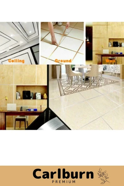 Özel Üretim Kendinden Yapışkanlı Suya Dayanıklı 1 cm 50 Metre Bronz Fayans Arası Şerit Bant - 2