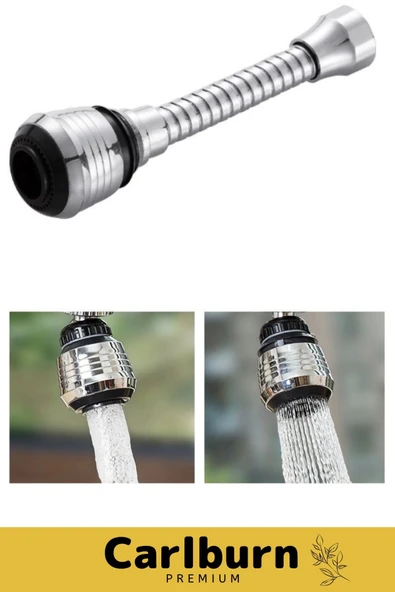 Premium Dayanıklı Spiral Tasarım 360° Dönebilen Hortumlu Esnek Su Tasarruflu 2 Modlu Musluk Başlığı - 3