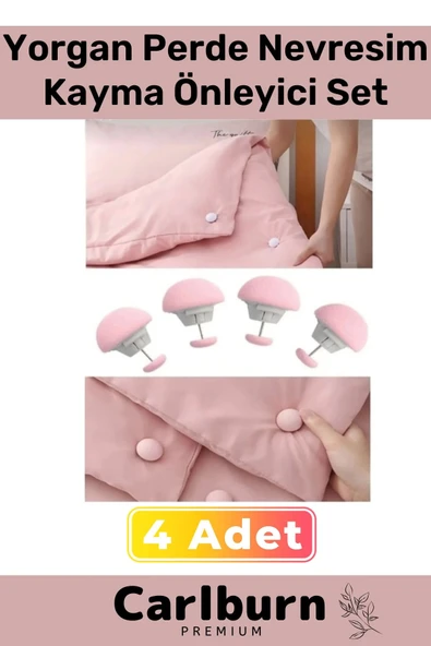 Premium Yorgan Kayma Önleyici Perde Tül Çarşaf Düzenli Tutma Nevresim Sabitleme Seti 4 Adet Klips