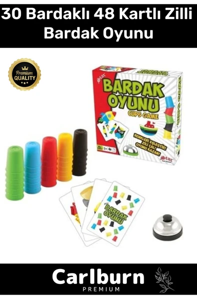 Premium Eğlenceli Özel Gün Renkli Büyük Karton Bira Kupası 30 Bardaklı 48 Kartlı Zilli Oyun Bardağı