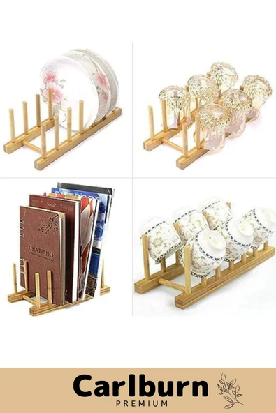 Özel Üretim Plak Mutfak Tabak Kitap Dergi Dosya Bambu Çok Amaçlı Düzenleyici 8 Gözlü Stand - 2