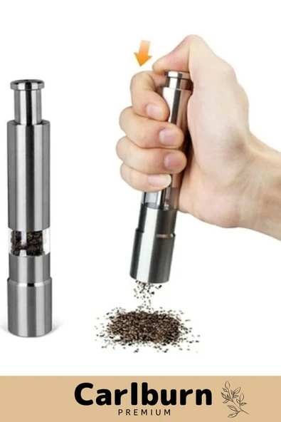 Premium Paslanmaz Çelik Tuz Biber Mutfak Otel Kafe Tohum Otomatik Basmalı Pilli Baharat Öğütücü - 2