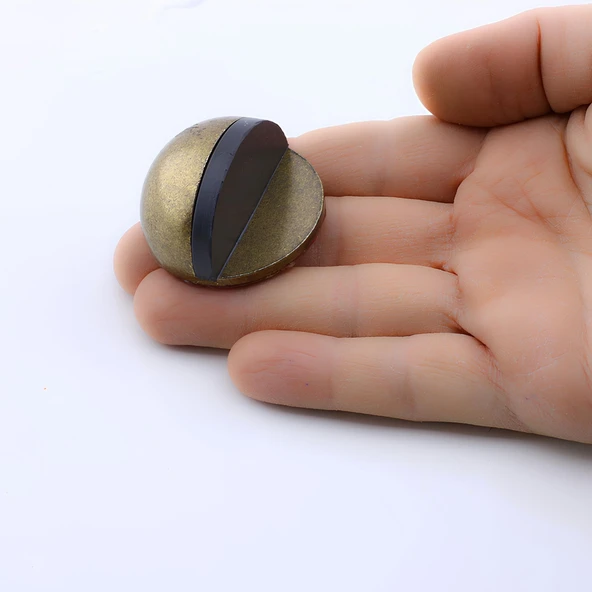 Yarımay Eskitme Antik Sarı Kapı Stoperi Tamponu Metal Kapı Altı Kolu Stopu Durdurucu Tutucu - 3