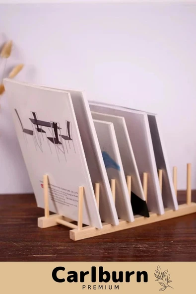 Özel Üretim Plak Mutfak Tabak Kitap Dergi Dosya Bambu Çok Amaçlı Düzenleyici 8 Gözlü Stand - 4