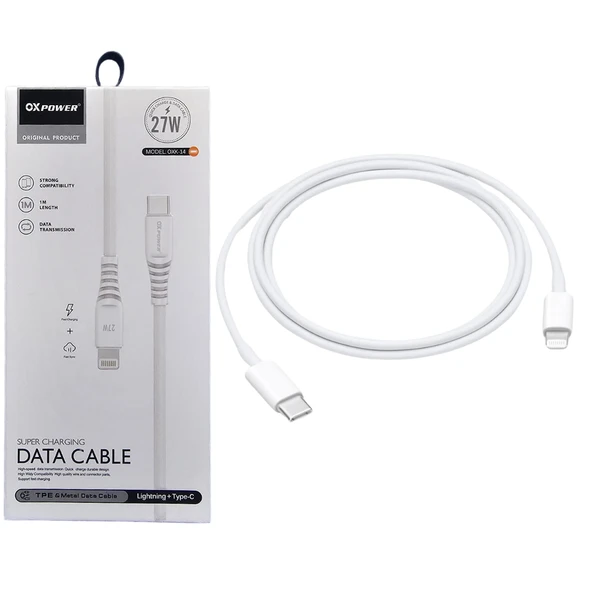 OXpower OX POWER IPHONE UYUMLU LİGHTNİNG HIZLI ŞARJ TYP - C TO LİGHTNİNG ŞARJ KABLOSU 27W - 2