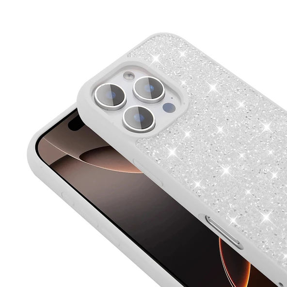 iPhone 16 Pro Max Kılıf Parlak Taşlı Tasarım Pırlanta Kapak - Resim 12