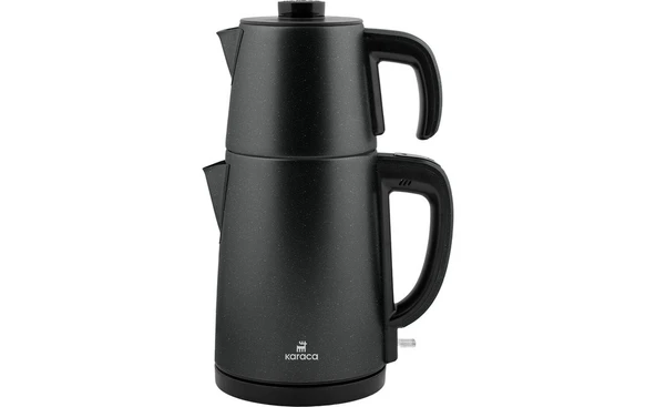 Gastro Dem 2 In 1 Çelik Inox Çay Makinesi ve Su Isıtıcı Shiny Black