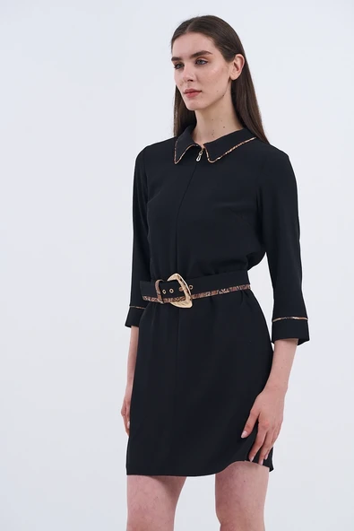 Trend Kadın Cesur Şıklık Mini Kemerli Leopar Detaylı Elbisemiz! - Resim 7