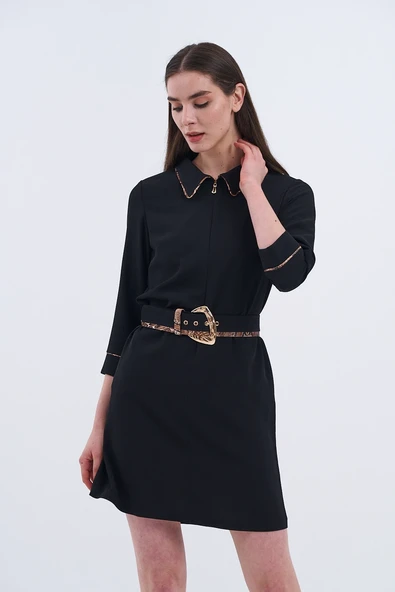 Trend Kadın Cesur Şıklık Mini Kemerli Leopar Detaylı Elbisemiz! - Resim 5