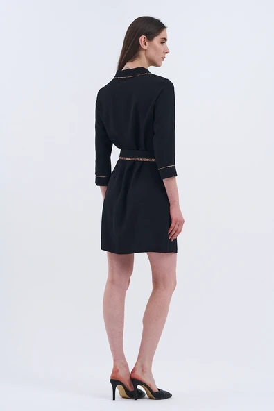 Trend Kadın Cesur Şıklık Mini Kemerli Leopar Detaylı Elbisemiz! - Resim 2