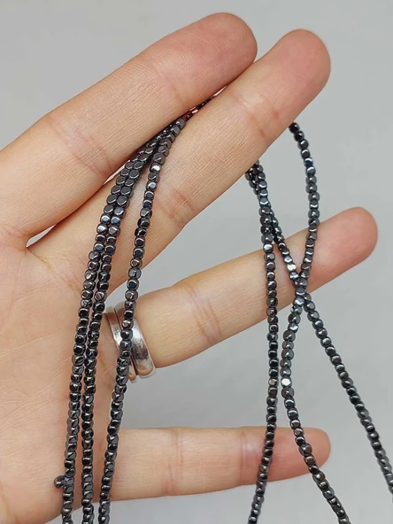 Hematit Taşı Küp Şekilli 2mm Dizi (56072) - Resim 4