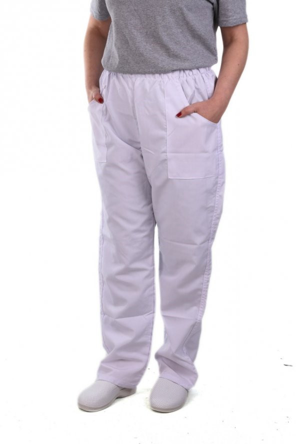 ESER - Alpaka Pantolon - Beli Lastikli - Beyaz - 1