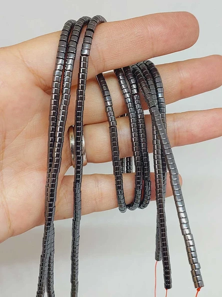 Hematit Taşı Silindir Şekilli 2*3mm Dizi (56070) - Resim 4