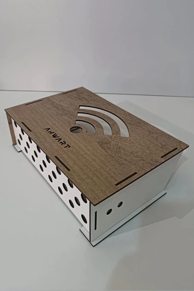 Dekoratif Ahşap Modem Saklama Kutusu Modem Rafı - 5