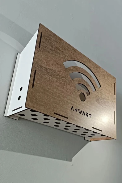 Dekoratif Ahşap Modem Saklama Kutusu Modem Rafı - 3