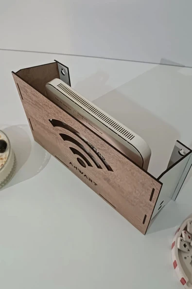 Dekoratif Ahşap Modem Saklama Kutusu Modem Rafı - 6
