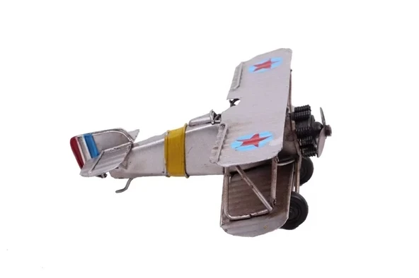 Dekoratif Metal Uçak Çift  Kanatlı - 5
