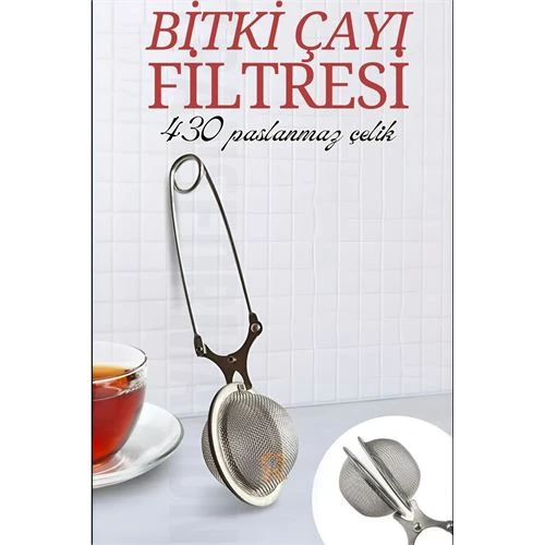 ModaCar Kıskaçlı Bitki Çayı Filtresi Top Çay Demliği Çay Filtresi Maşası