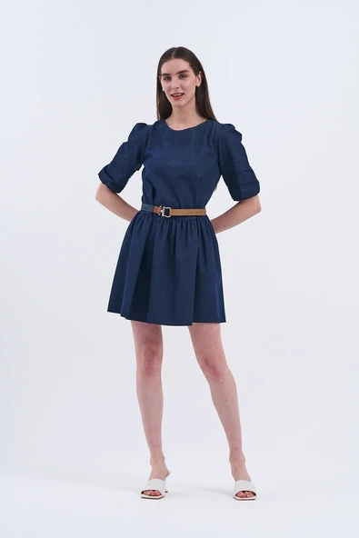 Trend Kadın  Rahatlık ve Zarafeti Buluşturan Tasarım Denim Kot Elbise - 8