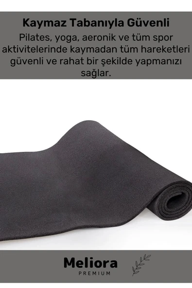 Taşıma Askılı Konfor Modeli Çift Taraflı Kaymaz Yoga Meditasyon Minderi Siyah Mat - 3
