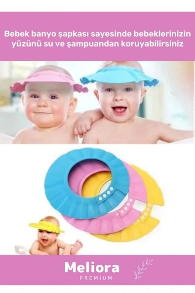 Bebek Banyo Şapkası Duş Başlığı Ayarlanabilir Düğmeli Çocuk Küvet Göze Su Kaçırmayan Pembe Şapka - 3