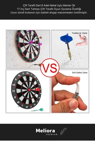 Deluxe Serisi 17' Her Yaş Için Iç Mekan Ve Dış Mekan 44 Cm Kız Erkek Çocuk 6 Ok Dart Hedef Tahtası - 3