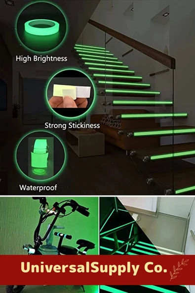 Özel Üretim Suya Dayanıklı Karanlıkta Işık Veren Merdiven Ev Bahçe 4 Metre Fosforlu Yeşil Şerit Bant - 7