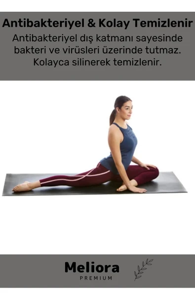 Taşıma Askılı Konfor Modeli Çift Taraflı Kaymaz Yoga Meditasyon Minderi Siyah Mat - 6