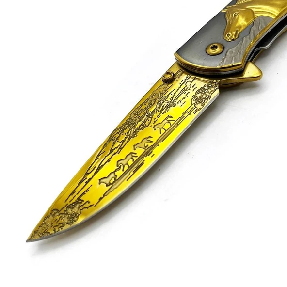 Columbia Company Gold At Gravür Işlemeli Çakı - Resim 2