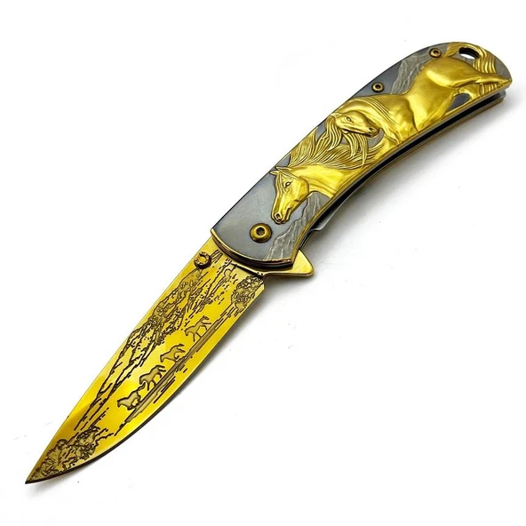 Columbia Company Gold At Gravür Işlemeli Çakı