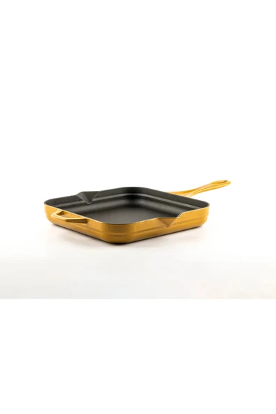 Hosse 28x28 cm Kare Çift Kulplu Döküm Kızartma Tava – Sarı HS K KTV 2828 - 2