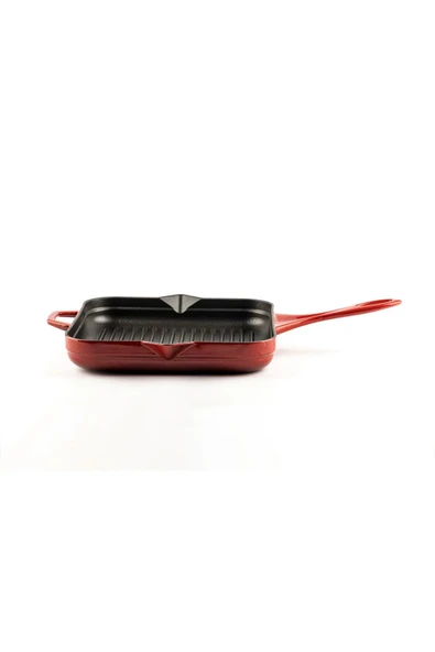 Hosse Hskgtv 2828 Kare Grill Döküm Tava 28X28 cm Yardımcı Kulplu Kırmızı - 5
