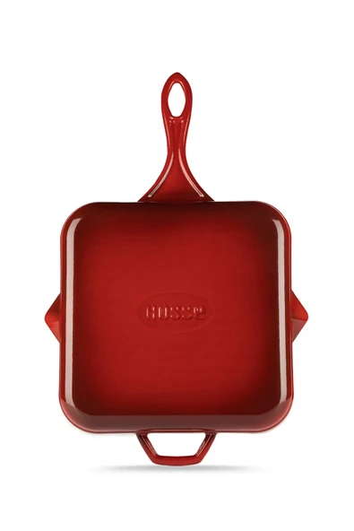 Hosse Hskgtv 2828 Kare Grill Döküm Tava 28X28 cm Yardımcı Kulplu Kırmızı - 4