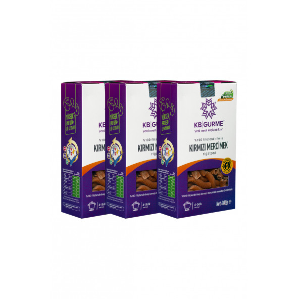 Glutensiz & Vegan Kırmızı Mercimek Makarna 200gr 3 Adet