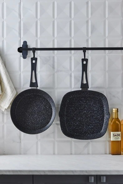 Defne Bio Granit Tava-grill Set Black