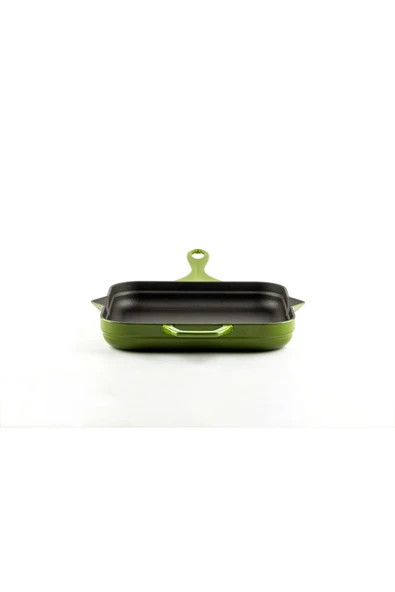 Hosse 28x28 cm Kare Çift Kulplu Döküm Kızartma Tava – Yeşil HS K KTV 2828 - 4