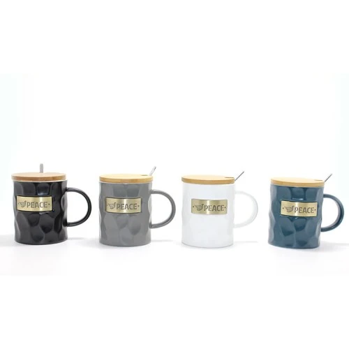 Bambu Kapaklı Porselen Kupa Bardak ürün görseli