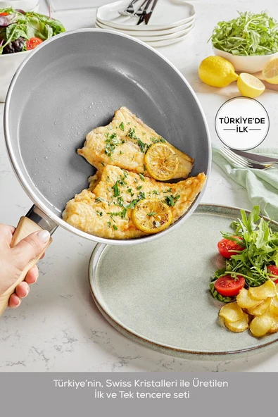 X Refika Birgül Swiss Crystal Grill Tava 28 Cm Creamy - 5