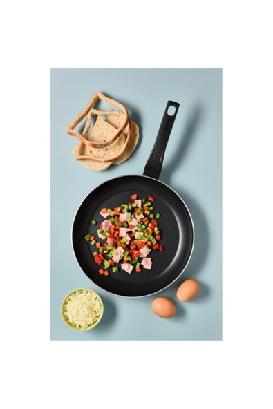1 B55605 Titanyum 1X SimpleCook Tava 26 cm Yapışmaz Taban Kızartma Tavası Titanyum Alüminyum Titany - 5